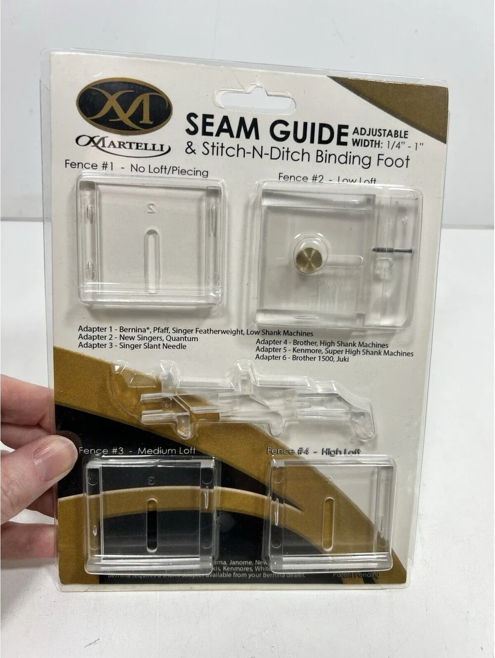 Martelli Stitch N Ditch Binding Foot Seam Guide Adjustable 1/4”-1” Fence SD-01